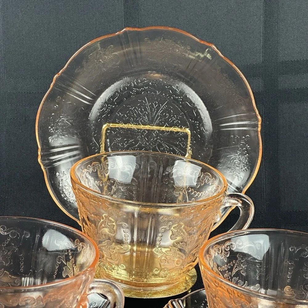 Vtg Macbeth Evans American Sweetheart Pink Depression Glass‎ 2pc Cup Saucer Set